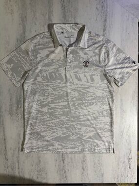 Harbor Town Logo Under Armour Men’s White & Light Gray Loose Performance Polo L